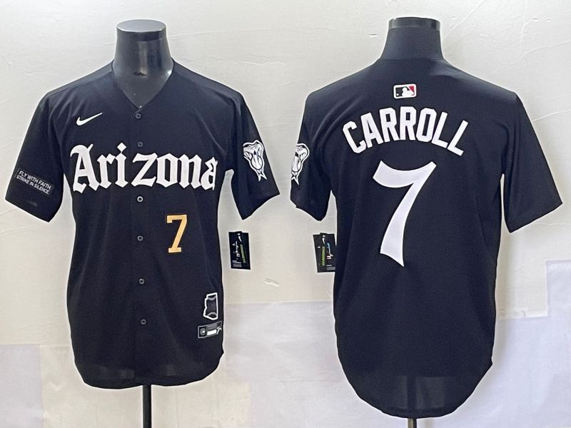 Men 2025 Arizona Diamondback 7 Carroll Black Five generations Joint Name Nike MLB Jersey style 11